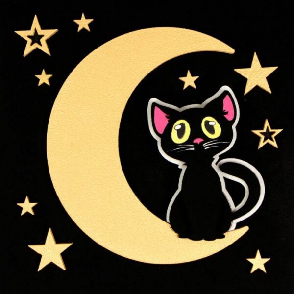 Картина за номерами Rosa Talent 3D Котик на місяці МДФ ґрунтоване, 18х18 см купити в Україні куить Украина