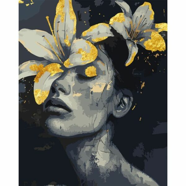 Картина за номерами Santi Дівчина з ліліями, 40*50 см, поталь купити в Україні куить Украина