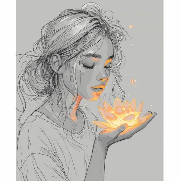 Картина за номерами Santi Дівчина з лотосом, 40*50 см, LED підсвітка купити в Україні куить Украина