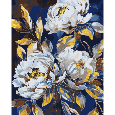 Картина за номерами квіти Santi Півонії у сяйві золота, 40*50см, паталь купити в Україні куить Украина