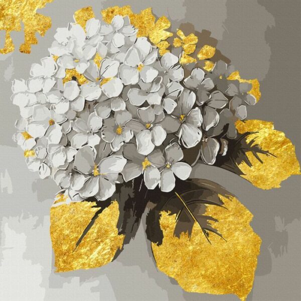 Картина за номерами квіти Santi Золота гортензія, 40*40 см, поталь купити в Україні куить Украина