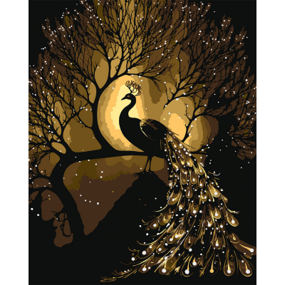 Картина за номерами Santi Золотий павич, 40*50см, LED підсвітка купити в Україні куить Украина